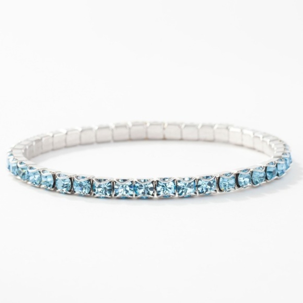 Touchstone Crystal March Birthstone Stretch Bracelet Blue Aquamarine Crystal‎
